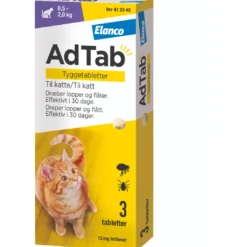 Sale til katte 0,5-2,0 kg 12 mg - loppe- og flåtmiddel i tabletform Plejemidler Til Katte