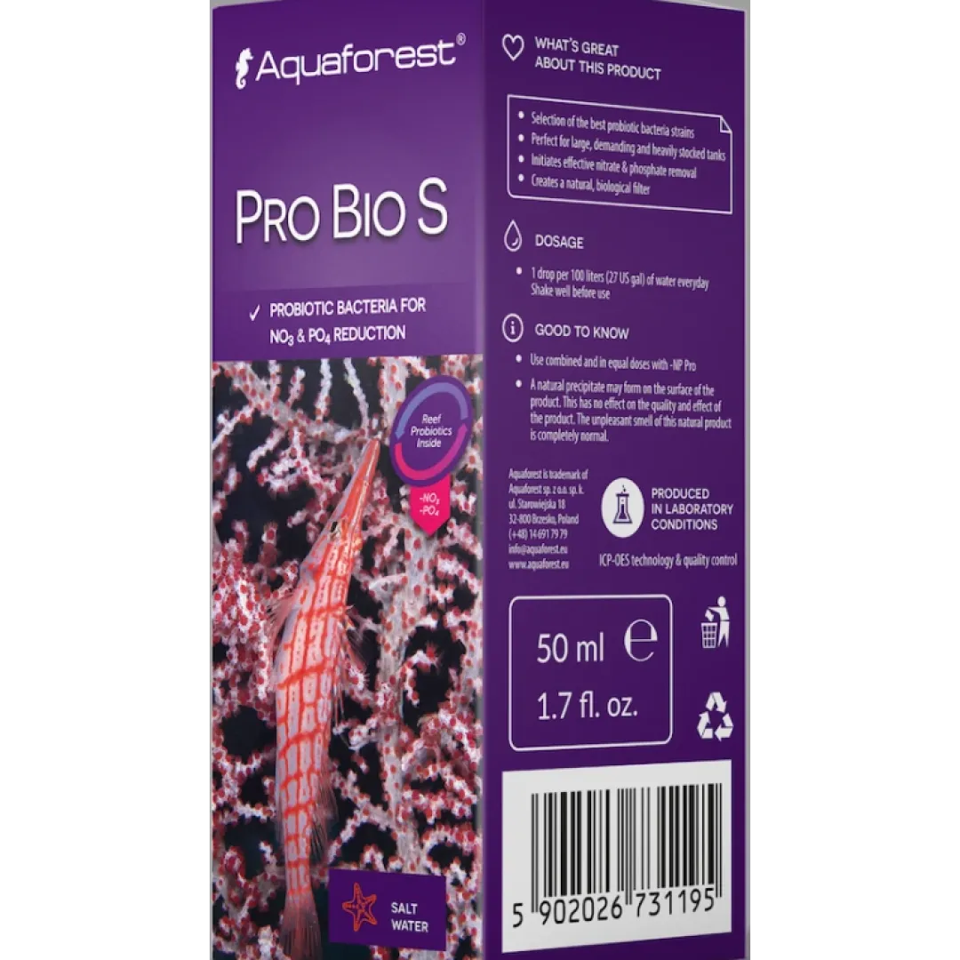 Clearance Pro Bio S 50 ml (Bionedbrydning) Vandbehandlingsprodukter Til Saltvandsakvarier