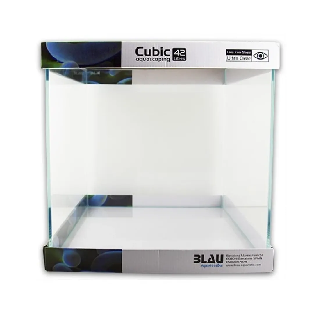 Outlet Blau Cubic Akvarium Aquascaping 42 L Optiwhite glas (35X35X35) Akvarier