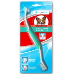 Hot Ergo Dual Brush Mini Tandbørste til små hunde Plejemidler Til Hund Med Fokus På Sundhed Og Velvære|Pleje Af Hvalpe - Alt I Plejemidler Til Pels, Poter Og Hud