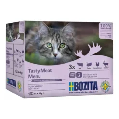 Best Bozita Feline Kød i sovs 12 x 85 g - oksekød, kalkun, kylling og rensdyr Kattefoder & Snacks