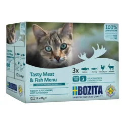Best Bozita Kød & Fisk i sovs 12 x 85 g - laks, sild, kylling og rensdyr Kattefoder & Snacks
