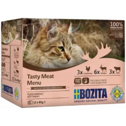 Hot Bozita Kød i gele 12 x 85 g - kyllingelever, rensdyr og oksekød Kattefoder & Snacks