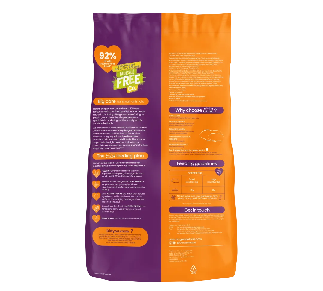 Clearance Excel Marsvin Solbær & Oregano 10 kg - fuldfoder med ekstra smag Foder & Snack Til Gnavere & Kanin