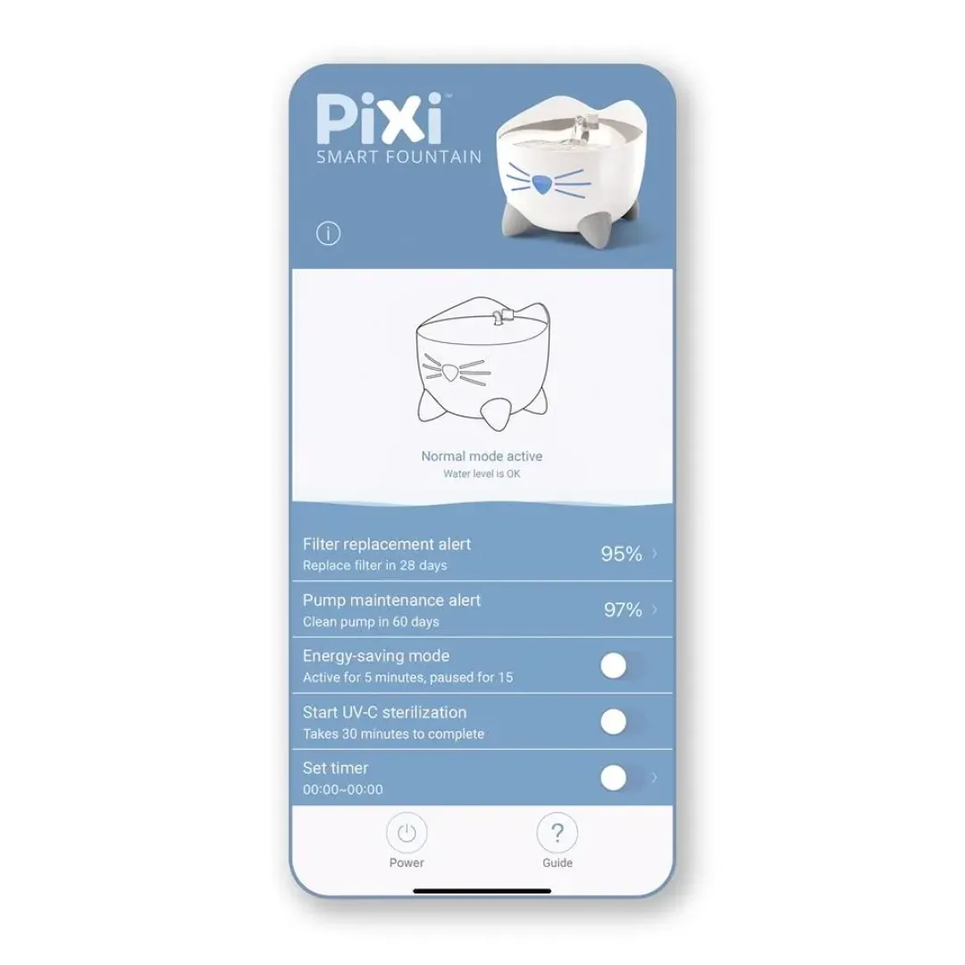 New Pixi Smart Drikkefontæne i Hvid (WIFI) Mad- Og Vandskåle Til Katte|Killingeskåle - Mad- Og Vandskåle Til Killinger