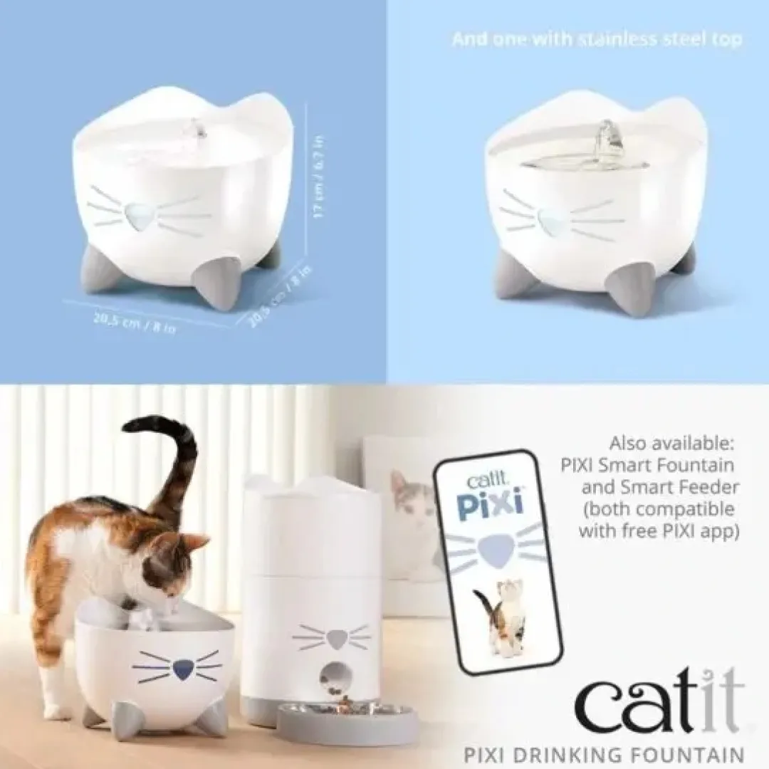 New Pixi Smart Drikkefontæne i Hvid (WIFI) Mad- Og Vandskåle Til Katte|Killingeskåle - Mad- Og Vandskåle Til Killinger