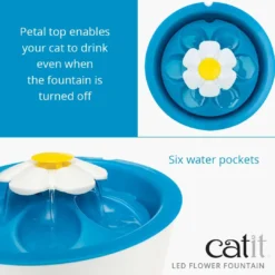Best Senses 2.0 Flower Fountain (drikkeautomat) 3 L med LED Mad- Og Vandskåle Til Katte|Killingeskåle - Mad- Og Vandskåle Til Killinger