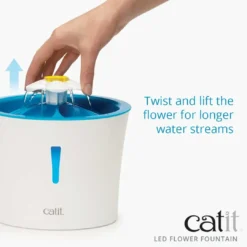 Best Senses 2.0 Flower Fountain (drikkeautomat) 3 L med LED Mad- Og Vandskåle Til Katte|Killingeskåle - Mad- Og Vandskåle Til Killinger