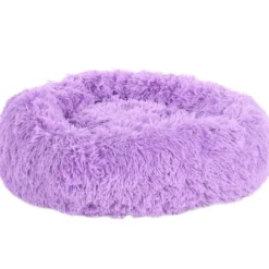 Outlet Cushion Krems fluffy rund hundeseng small lilla Killingesenge Og Afslapningspladser - Trygge Hvilepladser Til Små Katte|Hundesenge Og Kurve Til Hunde - Bløde Og Komfortable