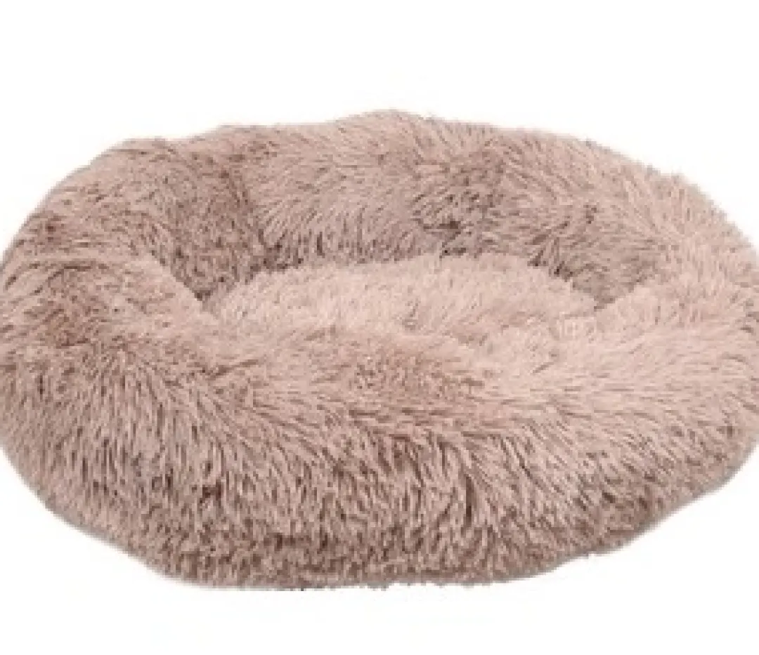 Cushion Krems fluffy rund hundeseng small lysebrun Killingesenge Og Afslapningspladser - Trygge Hvilepladser Til Små Katte|Hundesenge Og Kurve Til Hunde - Bløde Og Komfortable