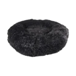 Hot Cushion Krems fluffy rund hundeseng medium sort Killingesenge Og Afslapningspladser - Trygge Hvilepladser Til Små Katte|Hundesenge Og Kurve Til Hunde - Bløde Og Komfortable