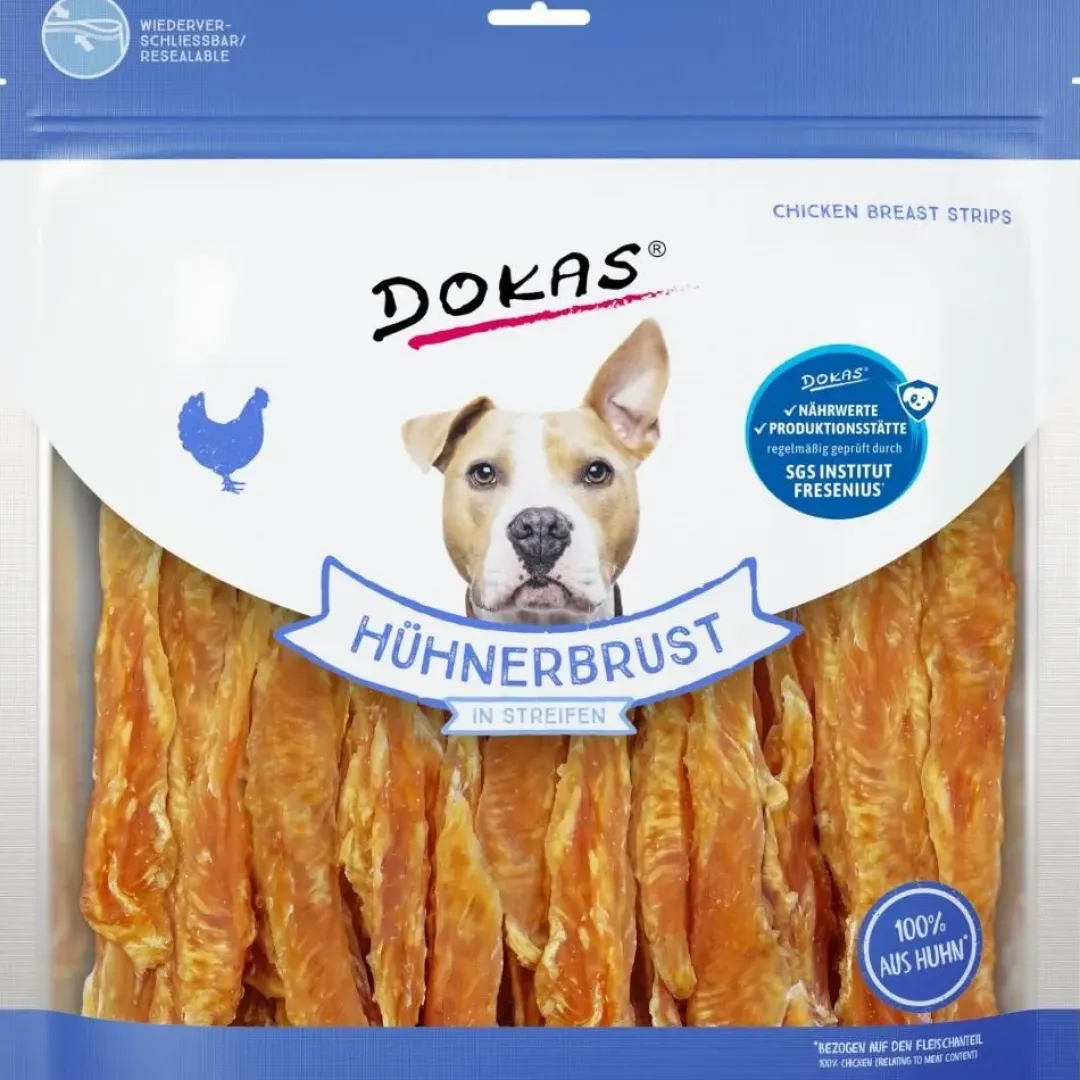 Discount Dokas Kyllingebryststrimler 900 g - stor pakke hundesnacks Snacks Til Hvalpe - Lækre Godbidder Til Træning Og Forkælelse|Hundeguf Og Tyggeben Til Hunde