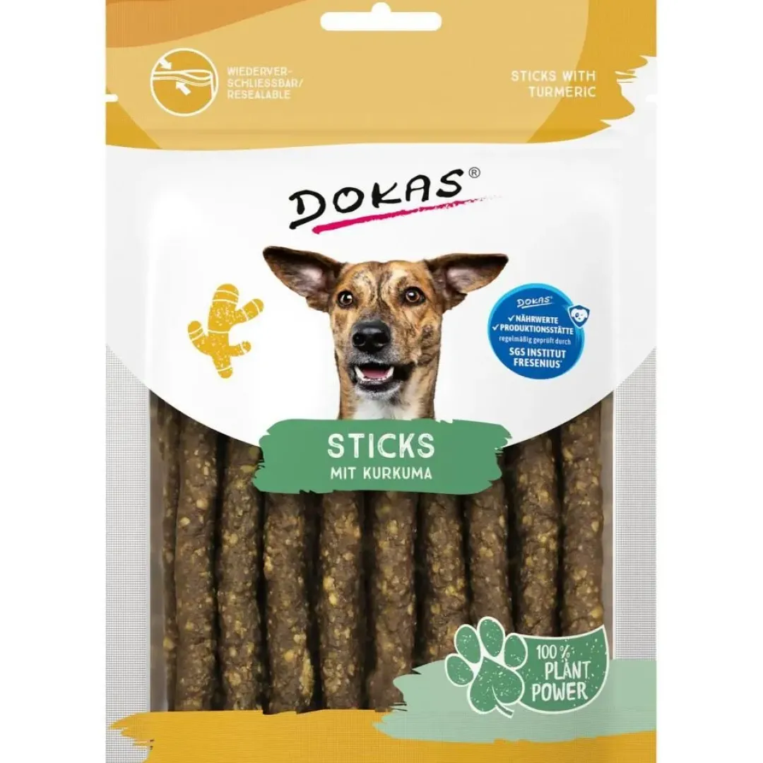 Discount Dokas Stænger med gurkemeje 105 g - vegetabilske hundesnacks Snacks Til Hvalpe - Lækre Godbidder Til Træning Og Forkælelse|Hundeguf Og Tyggeben Til Hunde