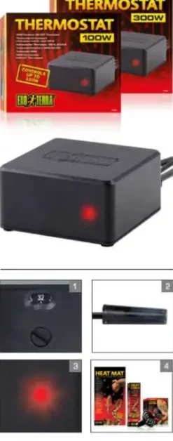 New Exo Terra Thermostat 600 W Terrarielysstofrør, Pærer Og Varme