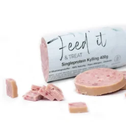 Feedit & Treat Pure Chicken 400 g - naturlig kyllingeskærepølse til hund og kat Snacks Til Hvalpe - Lækre Godbidder Til Træning Og Forkælelse|Hundeguf Og Tyggeben Til Hunde