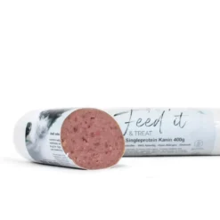 Outlet Feedit & Treat Pure Rabbit 400 g - naturlig kaninskærepølse til hund og kat Snacks Til Hvalpe - Lækre Godbidder Til Træning Og Forkælelse|Hundeguf Og Tyggeben Til Hunde
