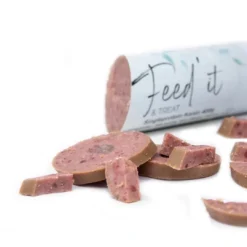 Outlet Feedit & Treat Pure Rabbit 400 g - naturlig kaninskærepølse til hund og kat Snacks Til Hvalpe - Lækre Godbidder Til Træning Og Forkælelse|Hundeguf Og Tyggeben Til Hunde