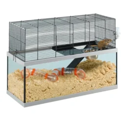 Hot Gabry 80 Ørkenrottebur Sort/glas 79x30.5x51.4 cm Bure & Tilbehør Til Gnavere & Kaniner