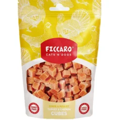 Discount FICCARO Hundesnack Kalkun & Kylling Cubes - kalkun og kylling i tern 100 g Snacks Til Hvalpe - Lækre Godbidder Til Træning Og Forkælelse|Kattefoder & Snacks