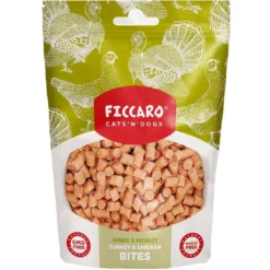 Clearance FICCARO Hundesnack Kalkun & Kylling Bites - kalkun og kylling i små bidder 100 g Snacks Til Hvalpe - Lækre Godbidder Til Træning Og Forkælelse|Kattefoder & Snacks