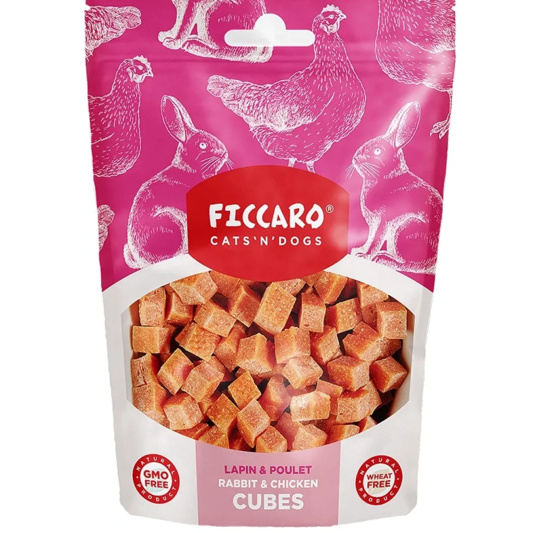Hot FICCARO Hundesnack Kanin & Kylling Cubes - lækre tern med kanin og kylling til hunde 100 g Snacks Til Hvalpe - Lækre Godbidder Til Træning Og Forkælelse|Kattefoder & Snacks