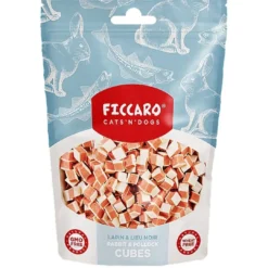 Best FICCARO Hundesnack Kanin & Sej Cubes - tern af kanin og sej 100 g Snacks Til Hvalpe - Lækre Godbidder Til Træning Og Forkælelse|Kattefoder & Snacks