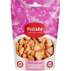 Clearance FICCARO Hundesnack Kylling og sej hearts 100 g - naturlige hundesnacks i hjerteform Snacks Til Hvalpe - Lækre Godbidder Til Træning Og Forkælelse|Kattefoder & Snacks