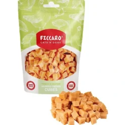 Sale FICCARO Hundesnack Laks & Kylling Cubes - laks og kylling i tern 100 g Snacks Til Hvalpe - Lækre Godbidder Til Træning Og Forkælelse|Kattefoder & Snacks
