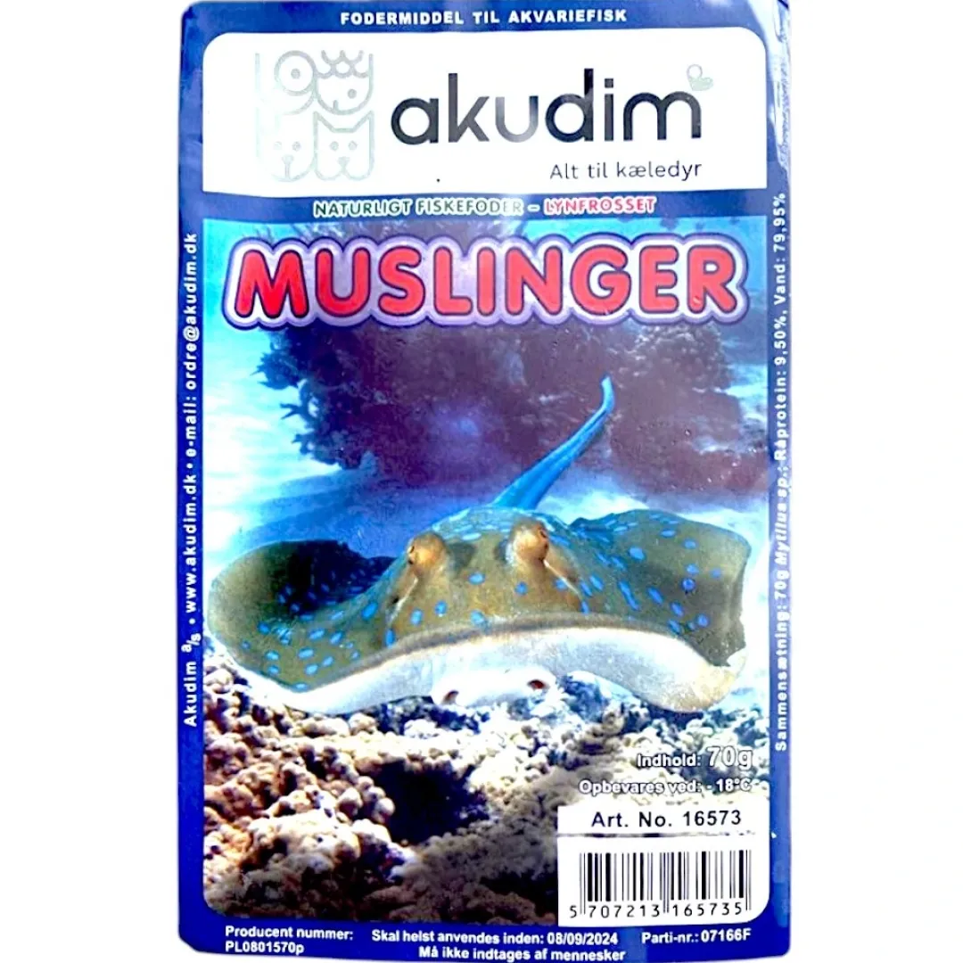New Frostfoder AK Hele muslinger 70 g Fiskefoder Til Ferskvandsfisk
