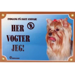 Clearance Her vogter jeg skilt med Yorkshire Terrier Tilbehør Til Hund - Alt Til En Glad Og Tryg Hverdag For Din Bedste Ven
