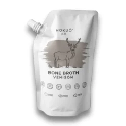 Hokuo Venison Bone Broth 400 ml - naturlig hjortebouillon med reishi til hunde og katte Hundefoder|Fodertilskud Til Hvalpe - Støtte Til Sund Vækst Og Trivsel