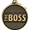 Hundetegn My Family The Boss cirkel lille guld Hundetegn Til Hvalpe - Sikkerhed Og Tryghed Hvis Hvalpen Løber Væk|Hundetegn Og Smykker Med Stil Og Sikkerhed