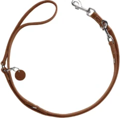 New Aalborg læderline 20 mm Cognac Førerline Hundesnor I Mange Varianter Og Materialer|Hundesnor Til Hvalpe