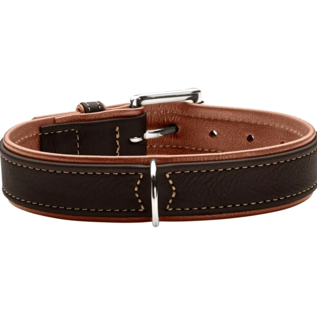 Outlet Canadian UP Hundehalsbånd Small 45 Cognac/Sort - 33-39 cm Hvalpehalsbånd - Bløde Og Sikre Halsbånd Med Perfekt Pasform Til Din Hvalp|Hundehalsbånd Med Stil - Komfort Og Sikkerhed Til Din Hund