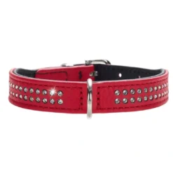 Diamond petit halsbånd str.37 Rød - 30-34 cm Hvalpehalsbånd - Bløde Og Sikre Halsbånd Med Perfekt Pasform Til Din Hvalp|Hundehalsbånd Med Stil - Komfort Og Sikkerhed Til Din Hund