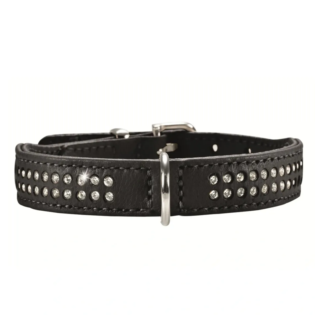 Outlet Halsbånd Diamond Petit 27 Sort - 20-24 cm Hvalpehalsbånd - Bløde Og Sikre Halsbånd Med Perfekt Pasform Til Din Hvalp|Hundehalsbånd Med Stil - Komfort Og Sikkerhed Til Din Hund