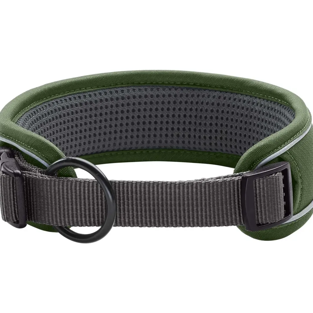 Clearance Halsbånd Divo M Grøn/Grå - justerbart hundehalsbånd (35-45 cm, B 4,5 cm) Hvalpehalsbånd - Bløde Og Sikre Halsbånd Med Perfekt Pasform Til Din Hvalp|Hundehalsbånd Med Stil - Komfort Og Sikkerhed Til Din Hund