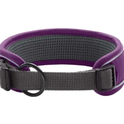 Outlet Halsbånd Divo XL Violet/Grå - justerbart hundehalsbånd (55-65 cm, B 5,5 cm) Hvalpehalsbånd - Bløde Og Sikre Halsbånd Med Perfekt Pasform Til Din Hvalp|Hundehalsbånd Med Stil - Komfort Og Sikkerhed Til Din Hund