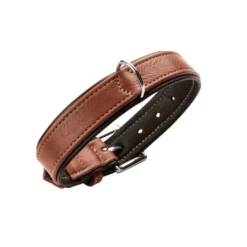 Outlet Hundehalsbånd læder Canada Elg Str.55 Cognac/Sort - 42-48 cm Hvalpehalsbånd - Bløde Og Sikre Halsbånd Med Perfekt Pasform Til Din Hvalp|Hundehalsbånd Med Stil - Komfort Og Sikkerhed Til Din Hund