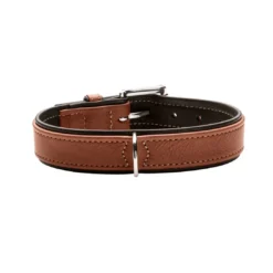 Outlet Hundehalsbånd læder Canada Elg Str.55 Cognac/Sort - 42-48 cm Hvalpehalsbånd - Bløde Og Sikre Halsbånd Med Perfekt Pasform Til Din Hvalp|Hundehalsbånd Med Stil - Komfort Og Sikkerhed Til Din Hund