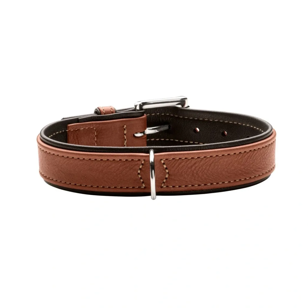 Outlet Hundehalsbånd læder Canada Elg Str.60 Cognac/Sort - 46-52 cm Hvalpehalsbånd - Bløde Og Sikre Halsbånd Med Perfekt Pasform Til Din Hvalp|Hundehalsbånd Med Stil - Komfort Og Sikkerhed Til Din Hund