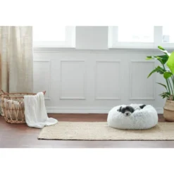 Outlet Loppa donut hundeseng Ø 50 cm Hvid Hundesenge Og Kurve Til Hunde - Bløde Og Komfortable|Sovepladser Til Hvalpe - Hundesenge, Kølemåtter Og Trygge Hvilesteder