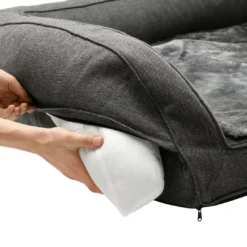 Outlet ortopædisk hundesofa Livingston Medium 80 x 60 cm Antracit Hundesenge Og Kurve Til Hunde - Bløde Og Komfortable|Sovepladser Til Hvalpe - Hundesenge, Kølemåtter Og Trygge Hvilesteder