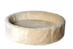 Clearance Kattens no 1 Rund hylde med kant med plys 2 sider Ø 50 cm Cream Kradsetræer Og Klatremøbler Til Kat