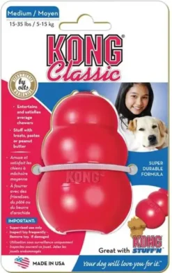 Classic Medium Rød - klassisk tyggelegetøj i gummi Hundelegetøj Til Alle Hunde Leg Og Aktivering Året Rundt|Legetøj Til Hvalpe - Sjov Leg, Aktivering Og Tryghed Fra Første Dag