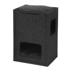 Outlet Kradsetræ CUBY 48 x 38 x 70 cm med 2 Huler Kradsetræer Og Klatremøbler Til Kat|Kradsetræ Til Killinger - Leg Træning Og Klopleje I Et