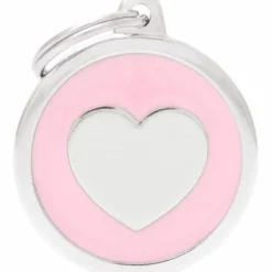 Outlet Klassisk Cirkel med Hjerte Pink Hundetegn Til Hvalpe - Sikkerhed Og Tryghed Hvis Hvalpen Løber Væk|Hundetegn Og Smykker Med Stil Og Sikkerhed
