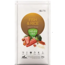 Outlet Natura Diet Fisk og Ris hundefoder 3 kg - Naturlig ernæring til hunde Hundefoder|Tørfoder Til Hunde I Alle Størrelser Og Aldre