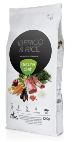 Natura Diet Iberico og Ris Hundefoder 12 kg - Naturlig ernæring til hunde Hundefoder|Tørfoder Til Hunde I Alle Størrelser Og Aldre