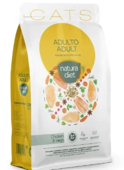 Hot Natura Diet Kattefoder Adult Kylling 1,5 kg - afbalanceret tørfoder til voksne katte Kattefoder & Snacks
